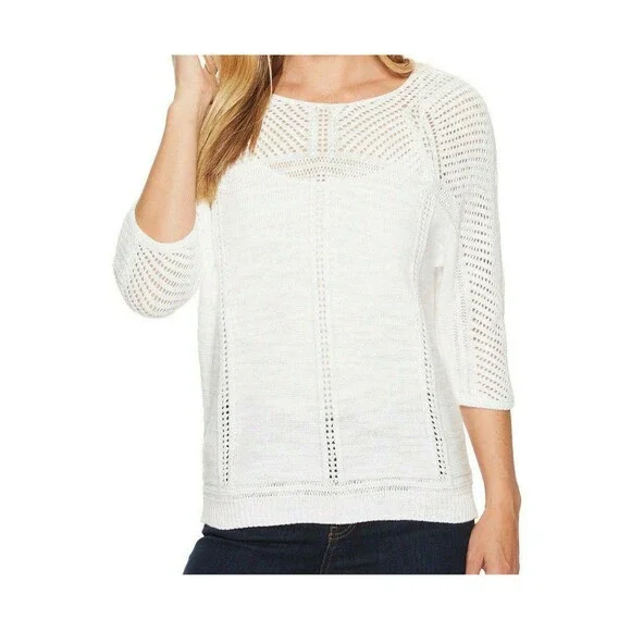 NWT New Womens M Prana Sweater Getup White Soft Organic Cotton Casual Loose Knit